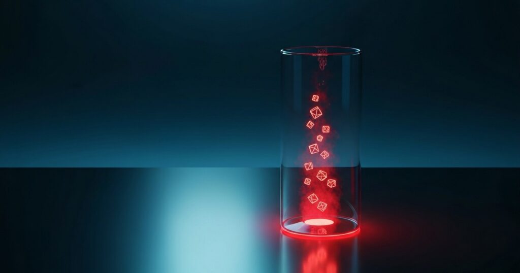 Concepto: presupuesto de IA agotándose con tokens cayendo y alerta roja