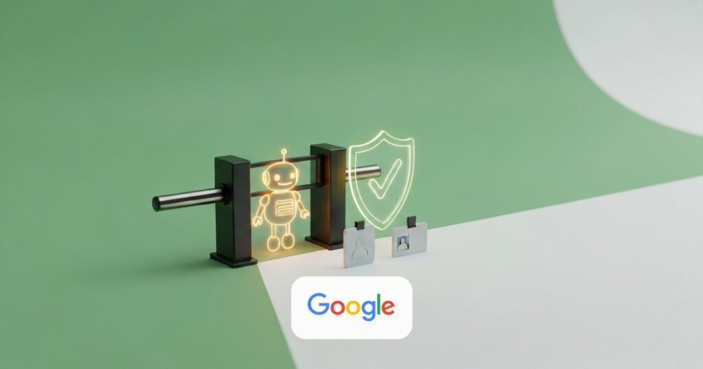 Render: un candado y un escudo de verificacion con tilde junto al logo de Google — verificacion obligatoria de desarrolladores en Android