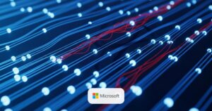 Flujos de datos azules con un hilo rojo malicioso oculto entre ellos — abuso de relays de Microsoft Teams