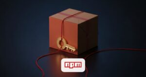Render editorial de un paquete de código infiltrado por un gancho rojo que extrae una llave dorada, representando un ataque a la cadena de suministro de software