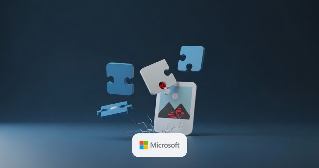 Iconos de extensiones de navegador, uno abriéndose para revelar código malicioso rojo oculto dentro de una imagen — campaña StegoAd en Microsoft Edge